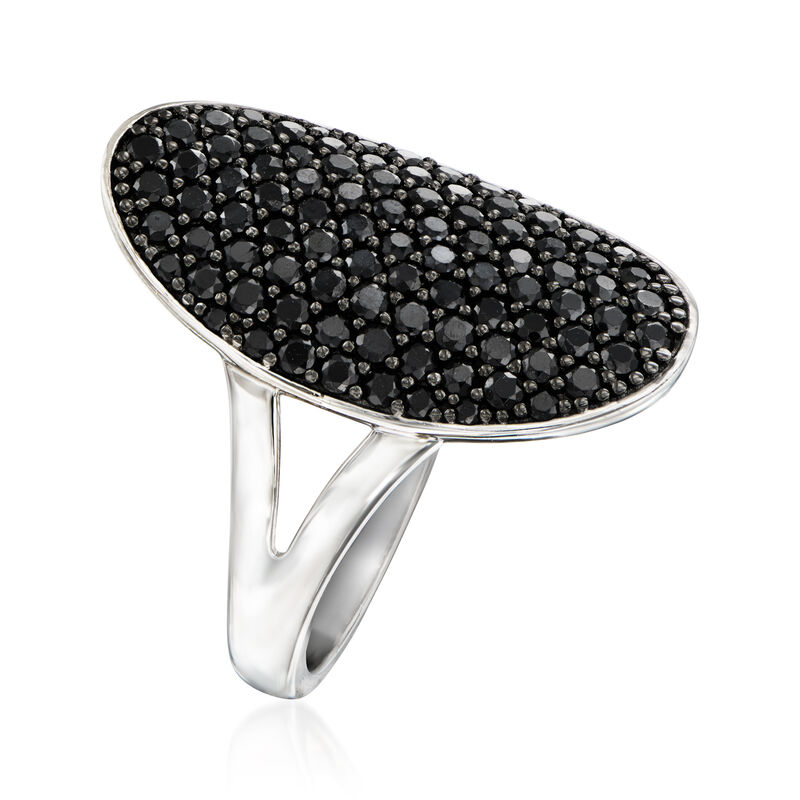1.70 ct. t.w. Pave Black Spinel Ring in Sterling Silver image number 2