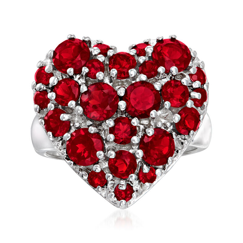 1.40 ct. t.w. Garnet Heart Ring in Sterling Silver image number 0