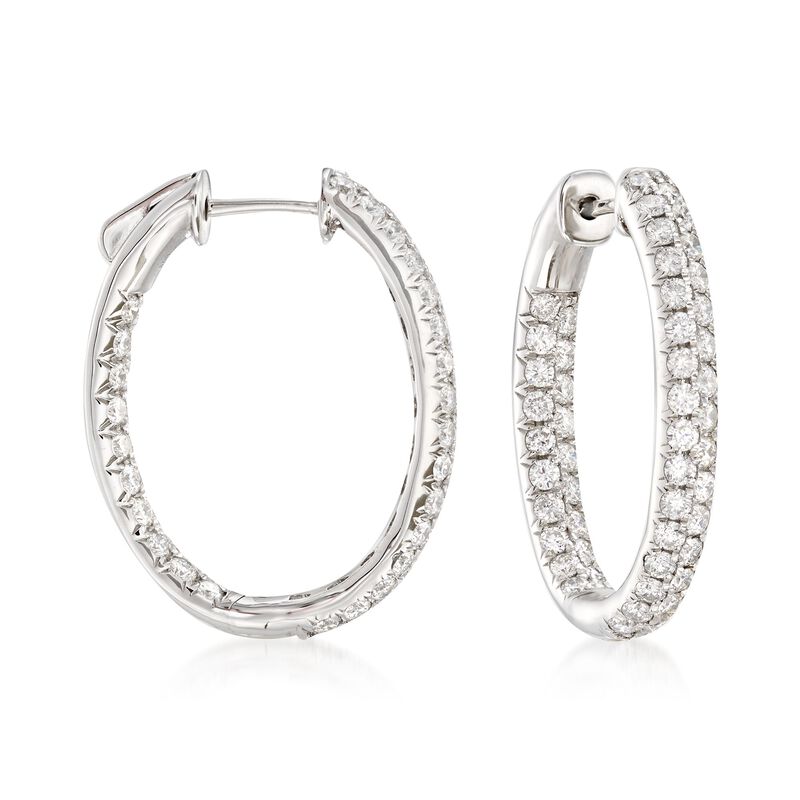 2.00 ct. t.w. Diamond Inside-Outside Oval Hoop Earrings in 14kt White Gold image number 0