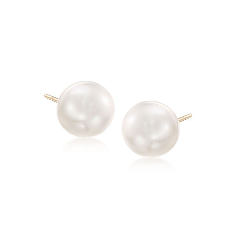 8mm Shell Pearl Jewelry Set: Earrings and Spiked Front-Back Jackets in 18kt Gold Over Sterling image number 2