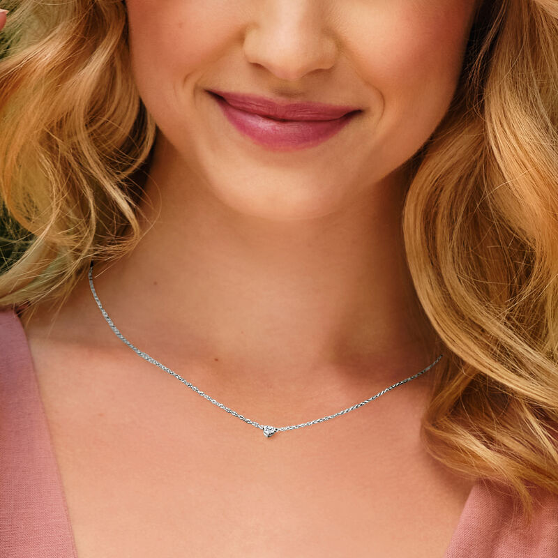 .20 Carat Heart-Shaped Lab-Grown Diamond Solitaire Necklace in 14kt White Gold. 16&quot; image number 3
