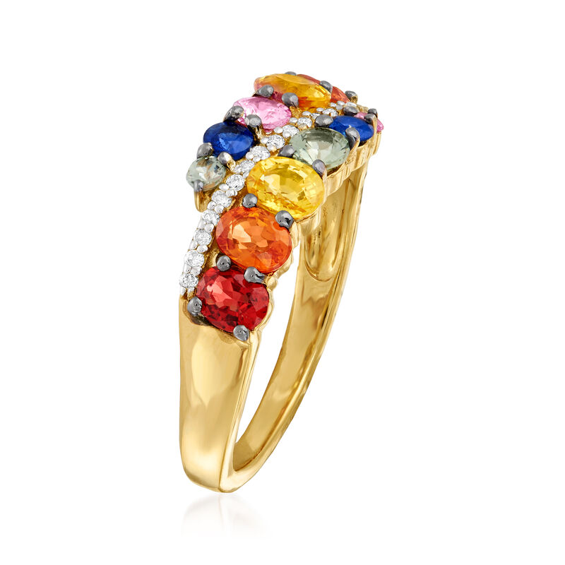 2.00 ct. t.w. Multicolored Sapphire Ring with Diamond Accents in 14kt Yellow Gold image number 2
