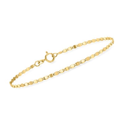 Italian 2mm 10kt Yellow Gold Mirror-Link Bracelet