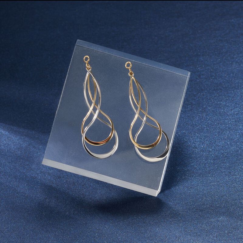 Sterling Silver and 14kt Yellow Gold Earring Jackets image number 2