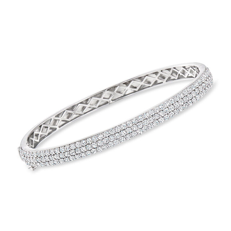 3.00 ct. t.w. Pave Lab-Grown Diamond Bangle Bracelet in Sterling Silver. 7" image number 0