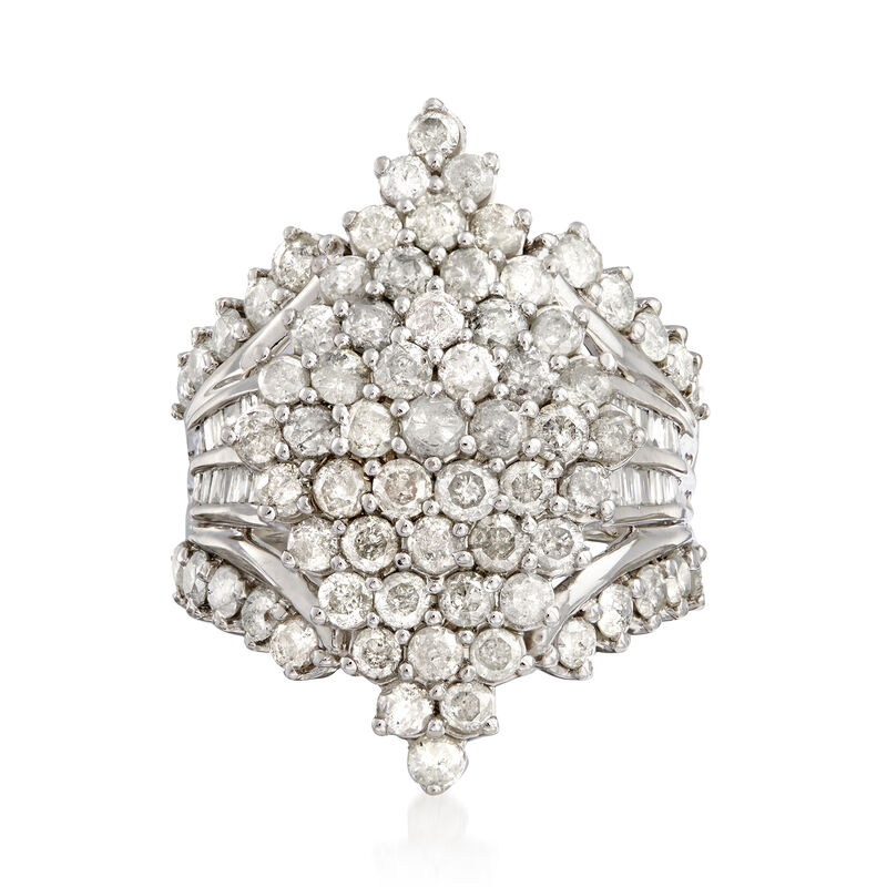C. 1980 Vintage 3.85 ct. t.w. Diamond Cluster Ring in 14kt White Gold image number 0