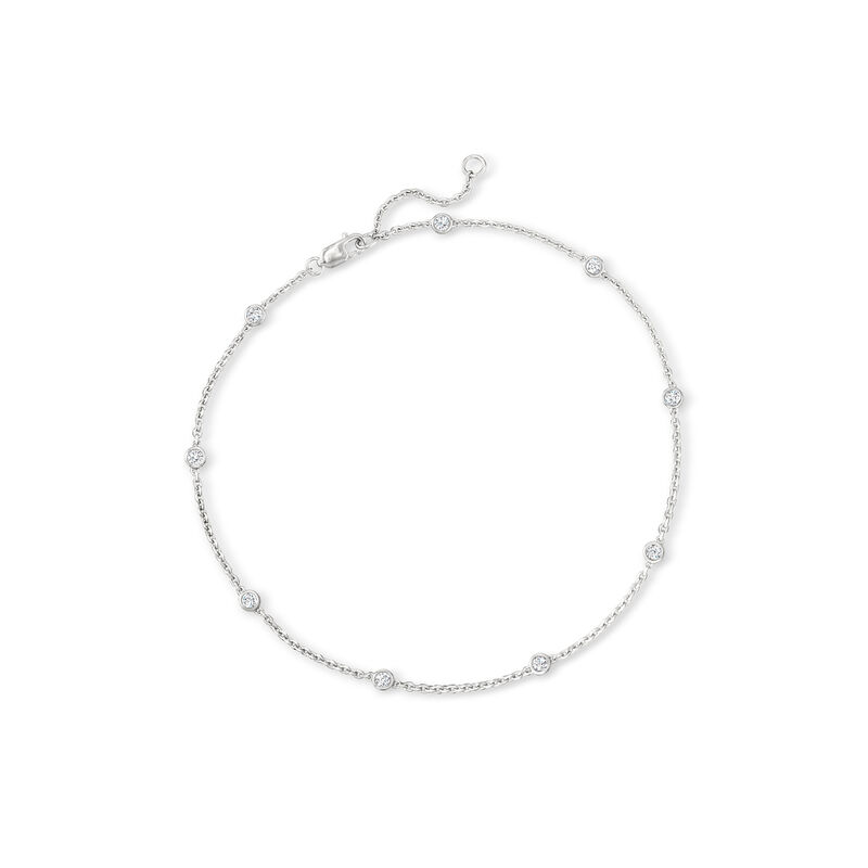 .50 ct. t.w. Diamond Station Anklet in Sterling Silver. 9&quot; image number 0