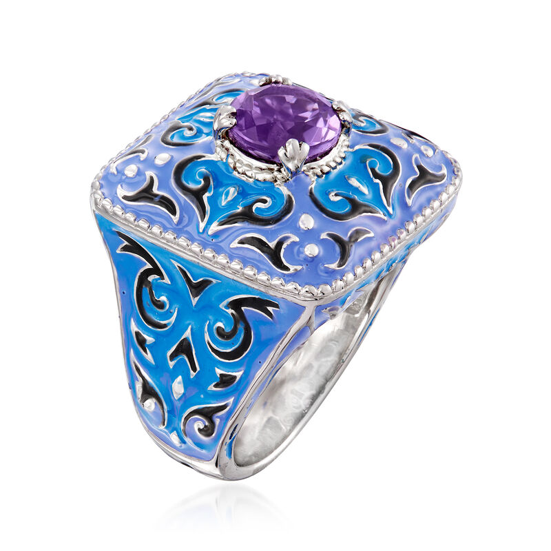 1.70 Carat Amethyst Cocktail Ring in Sterling Silver with 14kt Yellow Gold image number 2