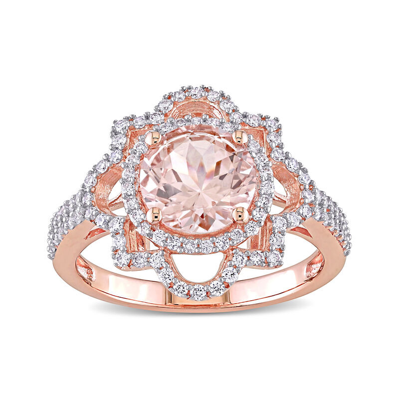 1.70 Carat Morganite and .46 ct. t.w. Diamond Ring in 14kt Rose Gold image number 0