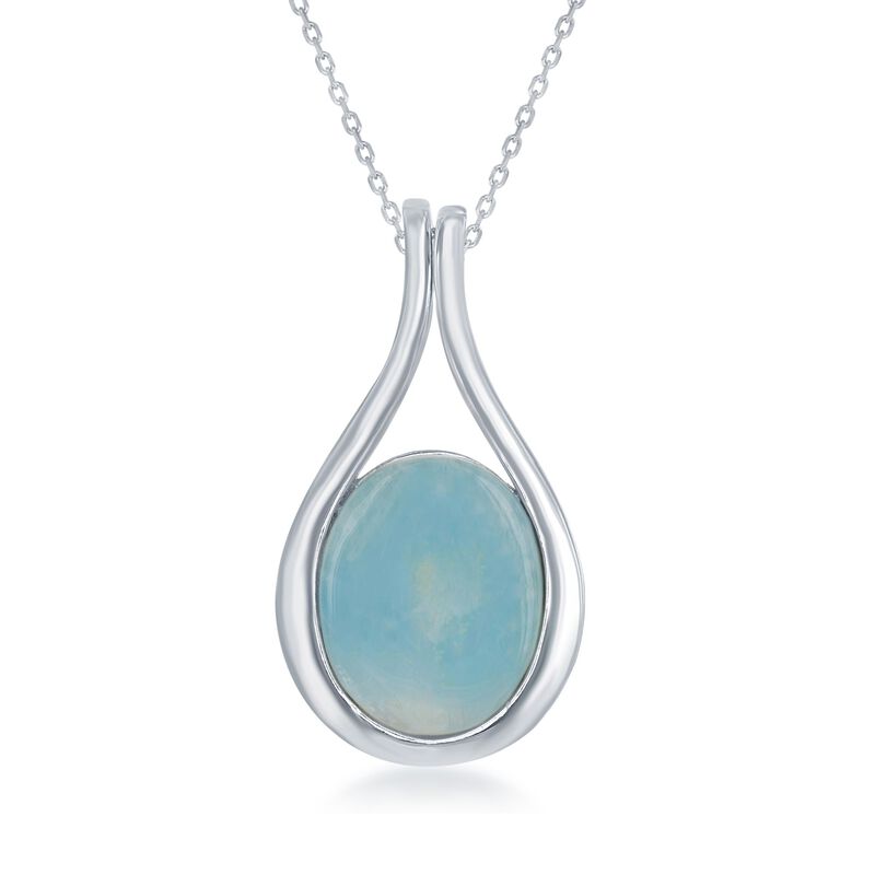 Larimar Teardrop Pendant Necklace in Sterling Silver. 18&quot; image number 0