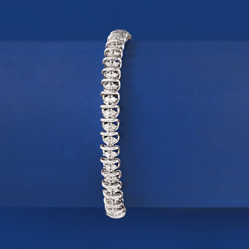 2.00 ct. t.w. Diamond Swirl-Link Tennis Bracelet in Sterling Silver image number 3