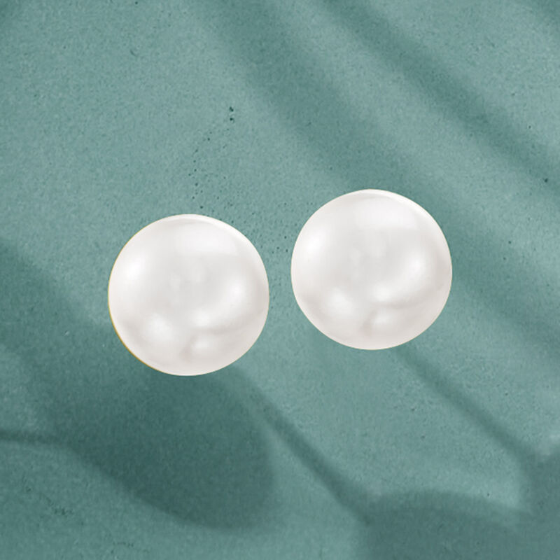 11-12mm Cultured Pearl Stud Earrings in 14kt Yellow Gold image number 3