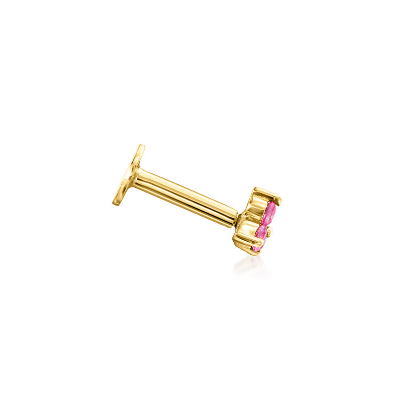 Pink Sapphire Single Flat-Back Stud Earring in 14kt Yellow Gold  image number 4