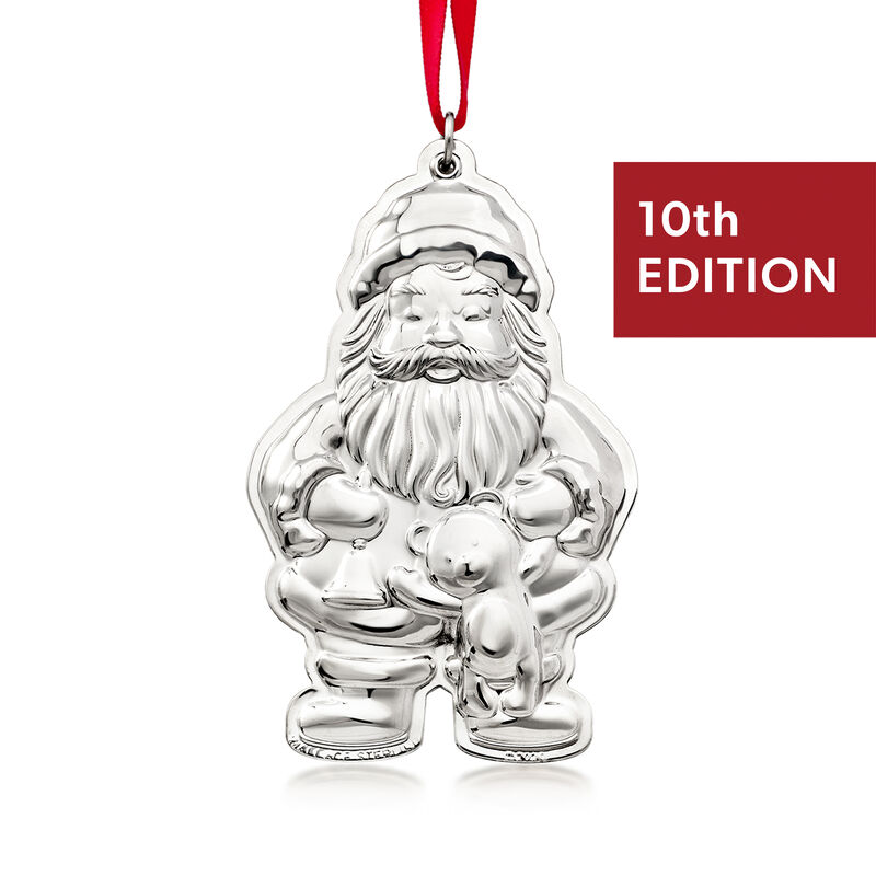Wallace 2026 Annual Sterling Silver Santa Ornament - 10th Edition image number 0