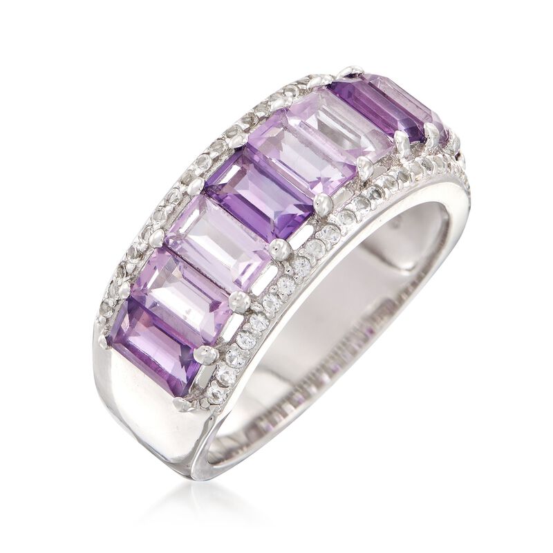 2.00 ct. t.w. African and Brazilian Amethyst Ring with .20 ct. t.w. White Topaz in Sterling Silver image number 2