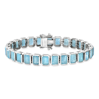 25.00 ct. t.w. Bezel-Set Aquamarine Bracelet in Sterling Silver