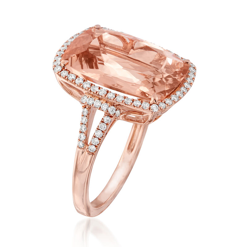 10.00 Carat Morganite and .41 ct. t.w. Diamond Ring in 14kt Rose Gold image number 2