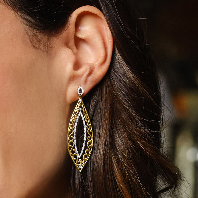 .50 ct. t.w. Diamond Teardrop Earrings in 14kt Two-Tone Gold image number 3