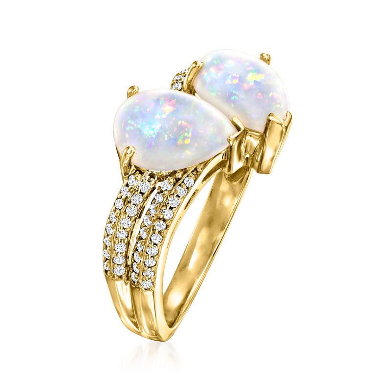 Opal and .19 ct. t.w. Diamond Ring in 14kt Yellow Gold image number 2