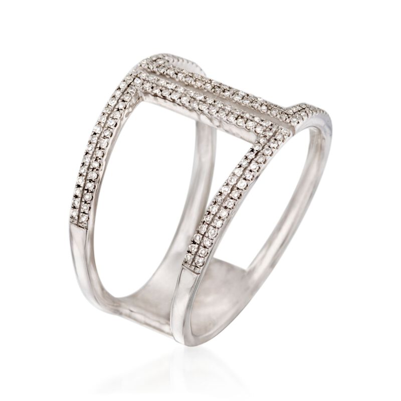 .25 ct. t.w. Diamond Double Bar Ring in Sterling Silver. Size 6 image number 2