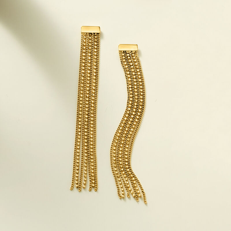 Italian 18kt Gold Over Sterling Tassel Drop Earrings image number 2