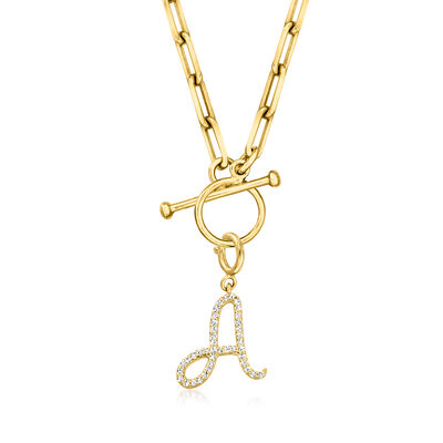 Diamond Initial Charm in 18kt Gold Over Sterling