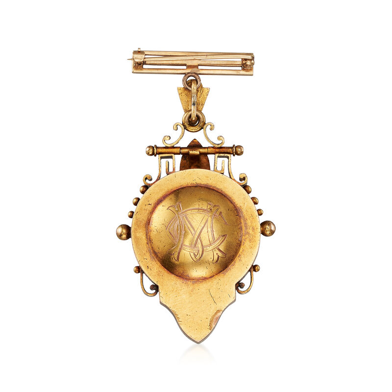 C. 1920 Vintage Cultured Pearl Locket Pin in 15kt Yellow Gold image number 3