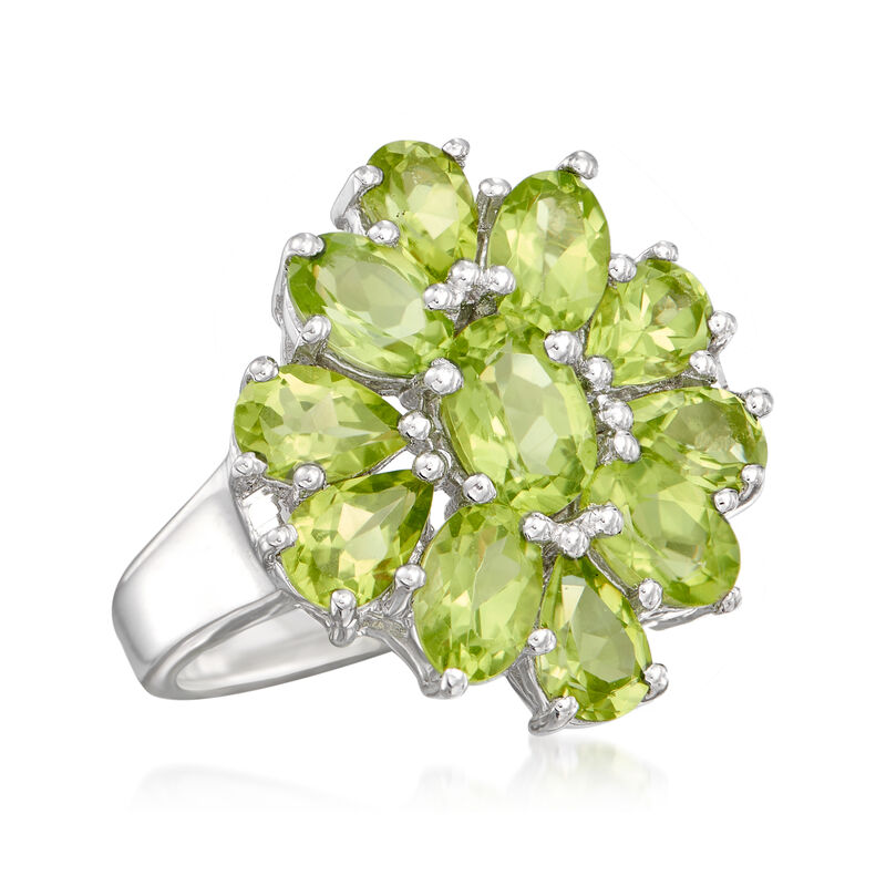 5.00 ct. t.w. Peridot Cluster Ring in Sterling Silver image number 3