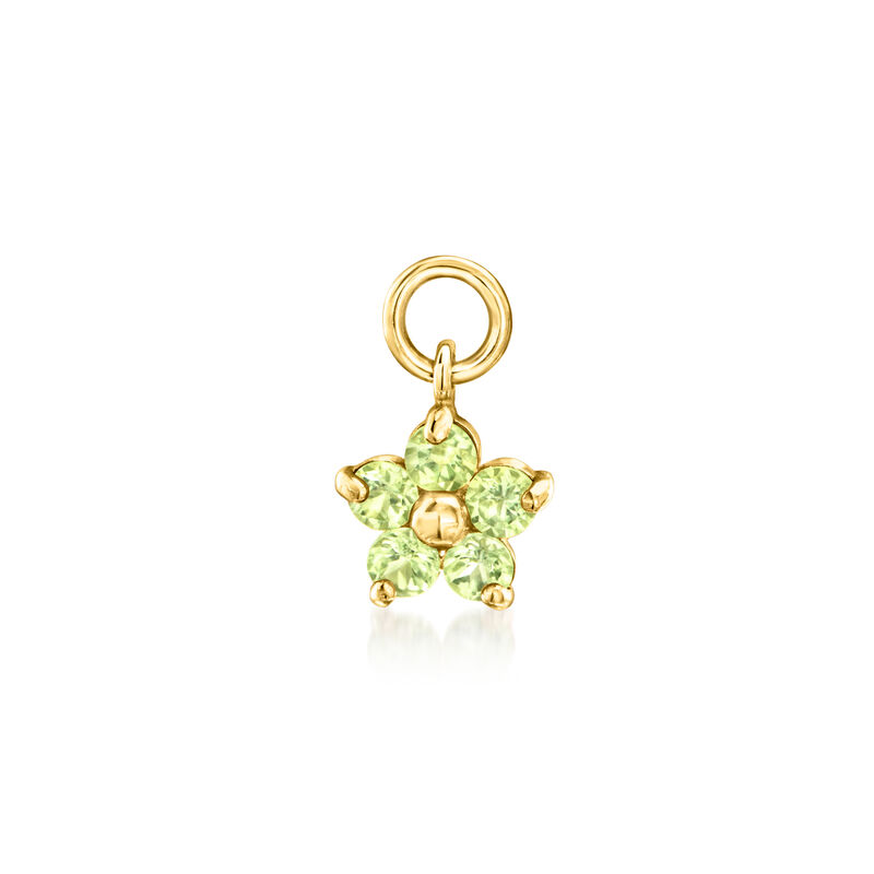 Peridot Flower Hoop Charms in 14kt Yellow Gold image number 0
