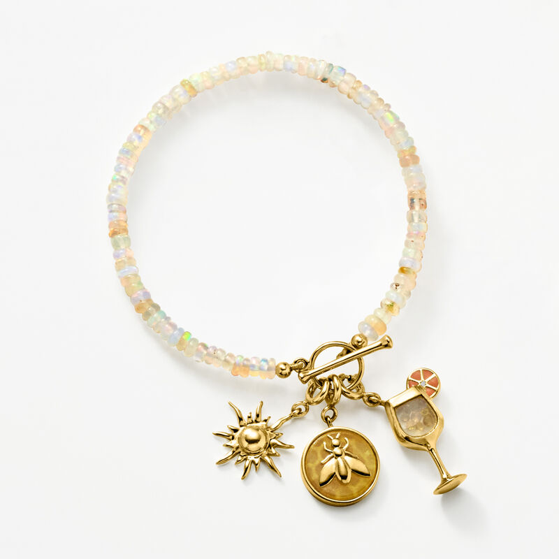 .20 ct. t.w. Citrine Tropical Drink Charm with Orange and White Enamel in 18kt Gold Over Sterling image number 3
