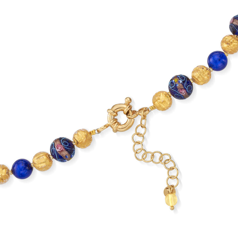Italian Multicolored Murano Glass Floral Bead Necklace in 18kt Yellow Gold Over Sterling image number 2