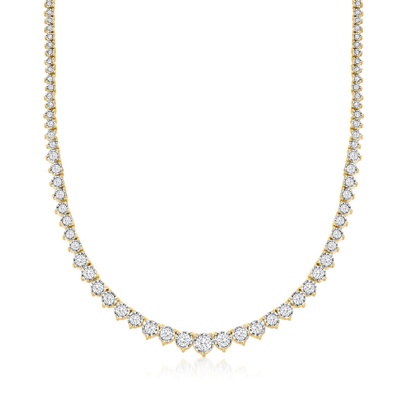 5.00 ct. t.w. Diamond Graduated Tennis Necklace in 18kt Gold Over Sterling