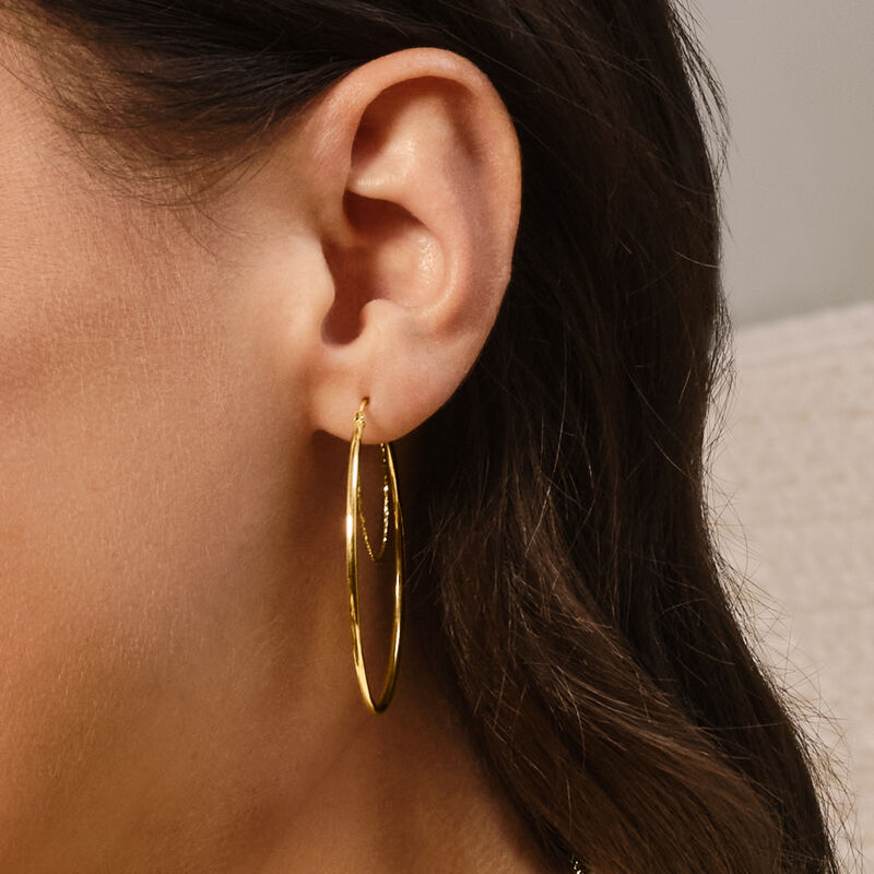 Italian 10kt Yellow Gold Double-Hoop Earrings. 1 5/8&quot; image number 1