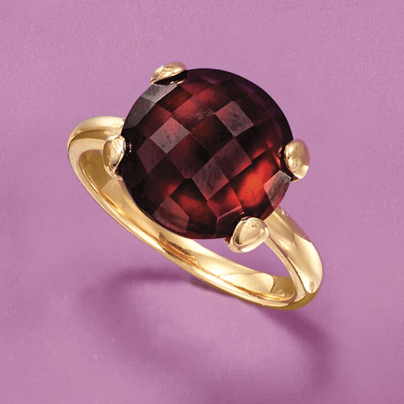 5.75 Carat Garnet Ring in 18kt Gold Over Sterling image number 3