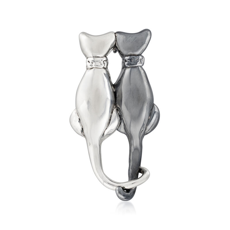 Sterling Silver Over Resin Twin Cat Pin image number 0