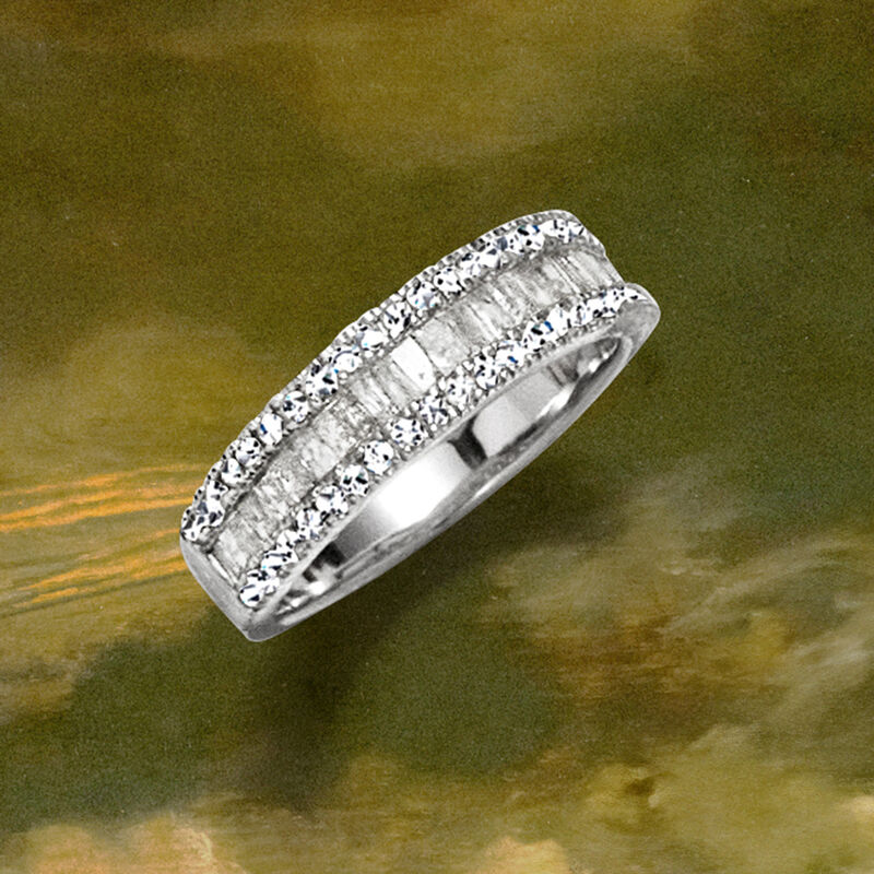 1.00 ct. t.w. Baguette and Round Diamond Ring in Sterling Silver image number 3