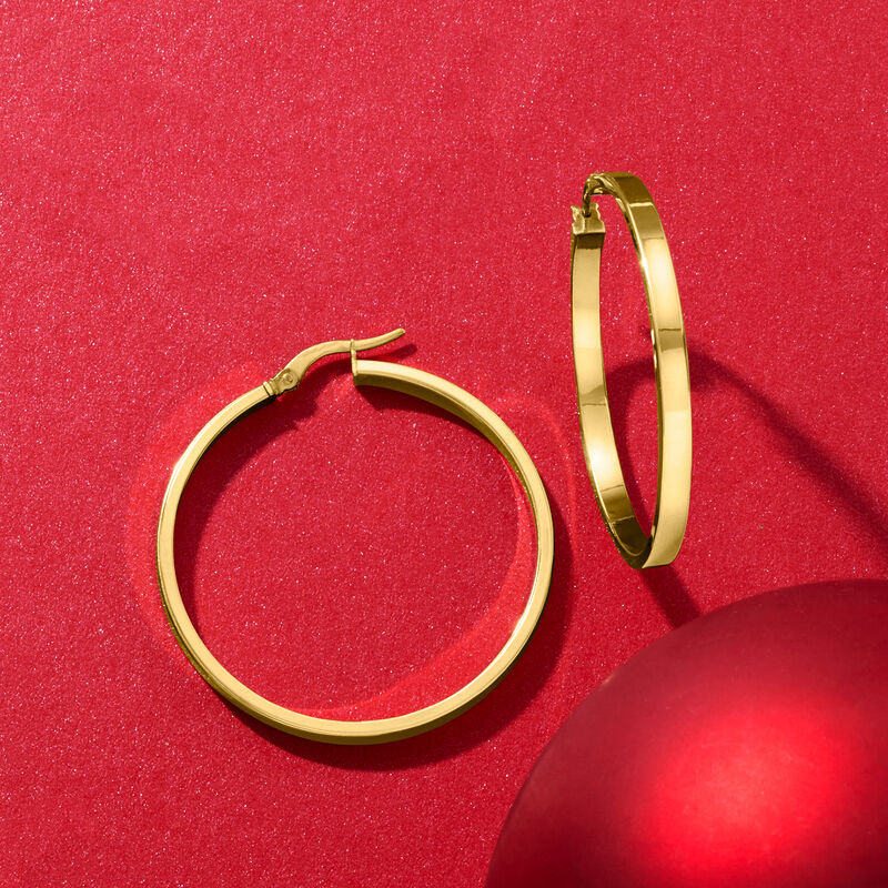 Italian 14kt Yellow Gold Squared-Edge Hoop Earrings. 1 1/2&quot; image number 5