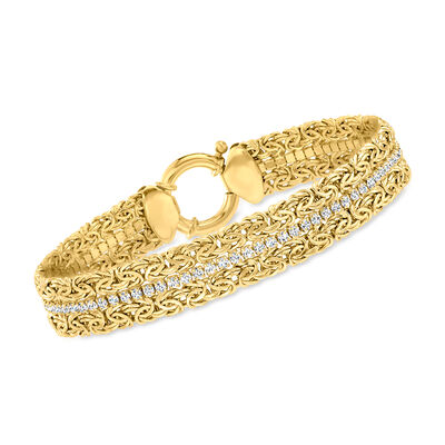 3.00 ct. t.w. CZ Byzantine Bracelet in 18kt Gold Over Sterling