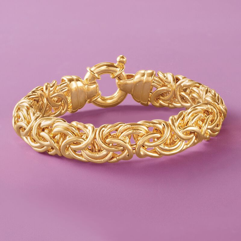 Italian 24kt Gold Over Sterling Silver Byzantine Bracelet image number 2