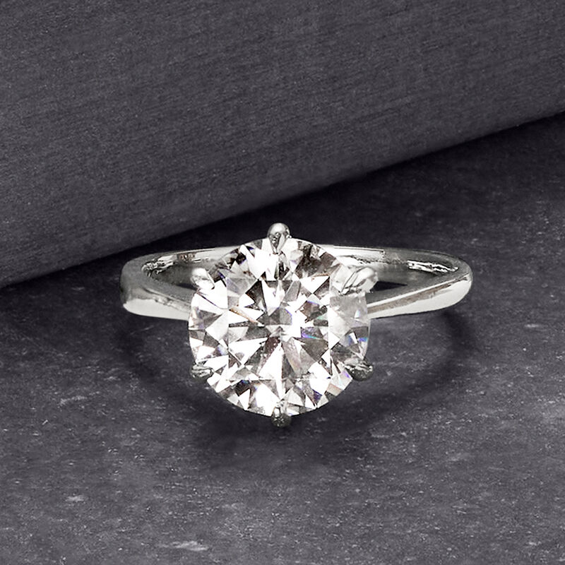 4.00 Carat Moissanite Solitaire Ring in Sterling Silver image number 3