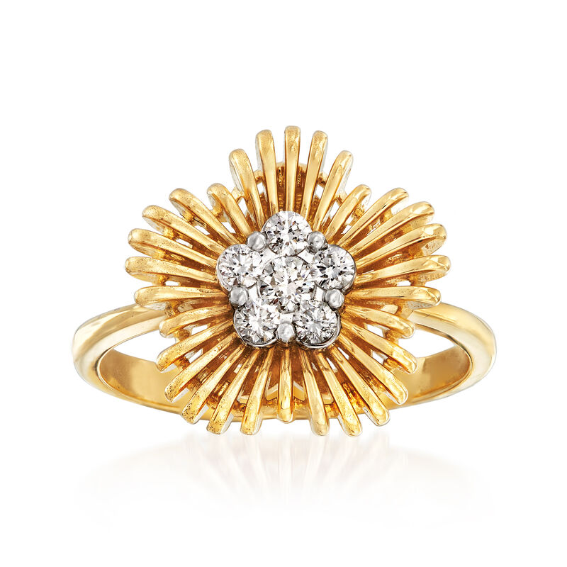 Simon G. .22 ct. t.w. Diamond Flower Ring in 18kt Yellow Gold image number 0