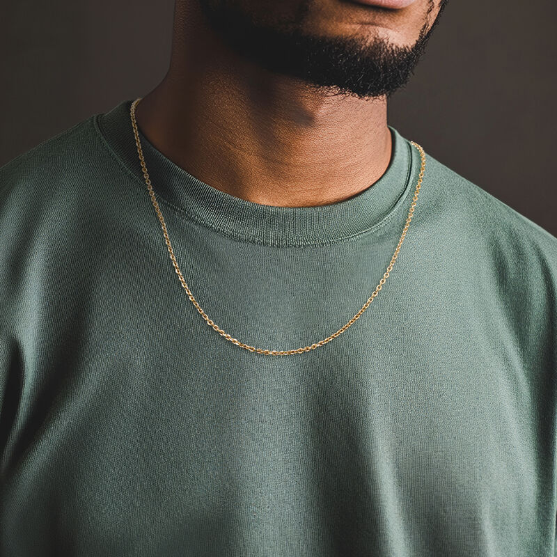 Gabriel Designs Men's 3mm 14kt Yellow Gold Cable-Chain Necklace. 22" image number 0