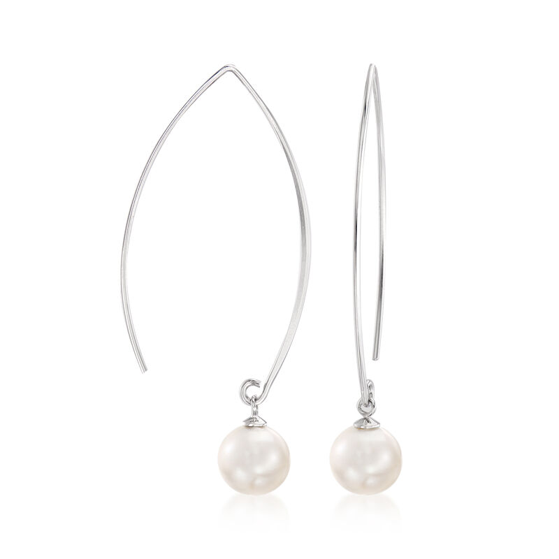 8-8.5mm Shell Pearl Drop Earrings in Sterling Silver image number 2