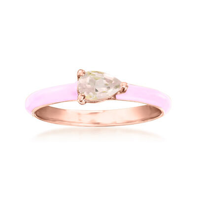 .30 Carat Morganite Ring with Pastel Pink Enamel in 18kt Rose Gold Over Sterling