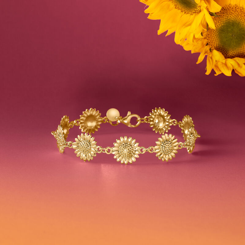 Italian 18kt Gold Over Sterling Sunflower Bracelet image number 2