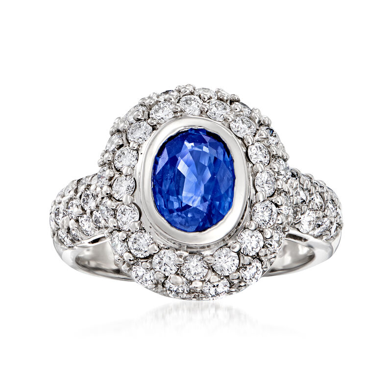 1.50 Carat Sapphire and 1.40 ct. t.w. Diamond Ring in 14kt White Gold image number 0