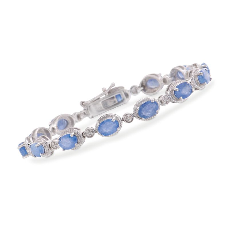 9.10 ct. t.w. Tanzanite Bracelet with Diamonds in Sterling Silver image number 0
