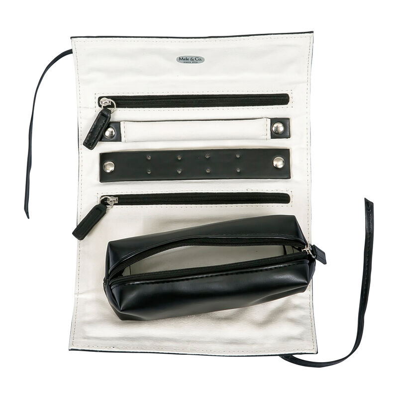 Mele & Co. "Whitley" Black Faux Leather Travel Jewelry Roll image number 2