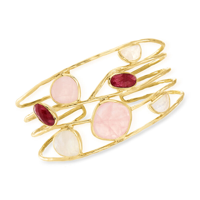 Multi-Gemstone Bangle Bracelet in 18kt Gold Over Sterling image number 0
