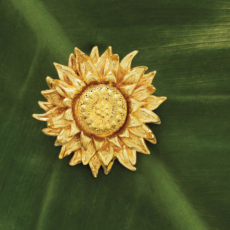 Italian 14kt Yellow Gold Sunflower Pin image number 3